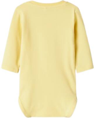 Name it Body a Stampa e a Maniche Lunghe - Giallo Chardonnay - Cotone Bio Body Manica Lunga