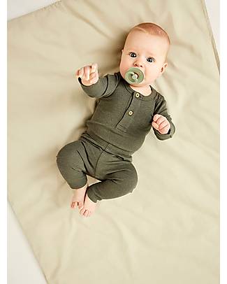 Name it Body Manica Lunga a Coste con Bottoni - Verde - Cotone Organico Body Manica Lunga