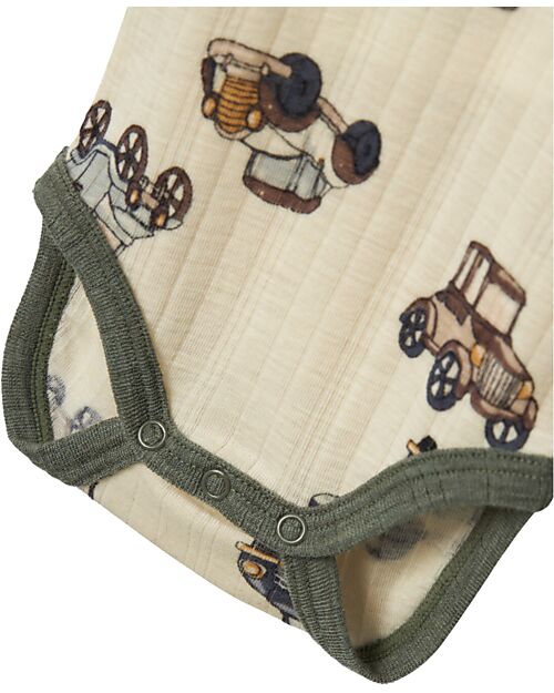 Name it Body Maniche Lunghe - Beige - Cars - 100% Lana Merino Body Manica Lunga