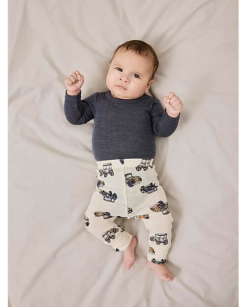 Name it Body Maniche Lunghe - Ombre Blu - 100% Lana Merino Body Manica Lunga