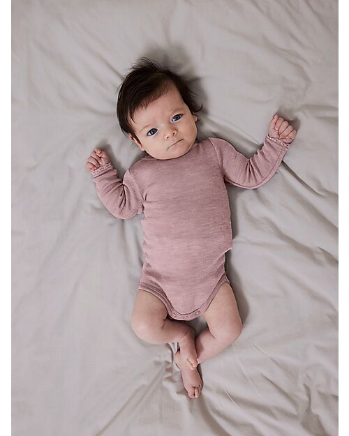 Name it Body Maniche Lunghe - Purple Dove - 100% Lana Merino Body Manica Lunga