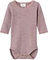 Name it Body Maniche Lunghe - Purple Dove - 100% Lana Merino Body Manica Lunga