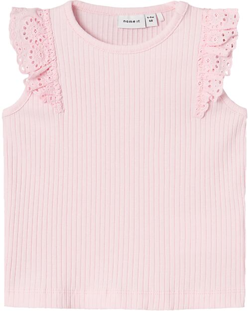 Name it Canotta con Volant - Parfait Pink - Cotone Bio Canotte