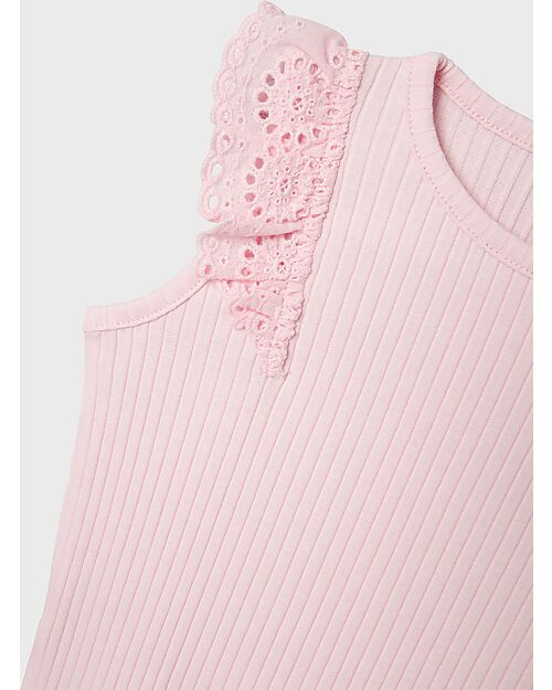 Name it Canotta con Volant - Parfait Pink - Cotone Bio Canotte