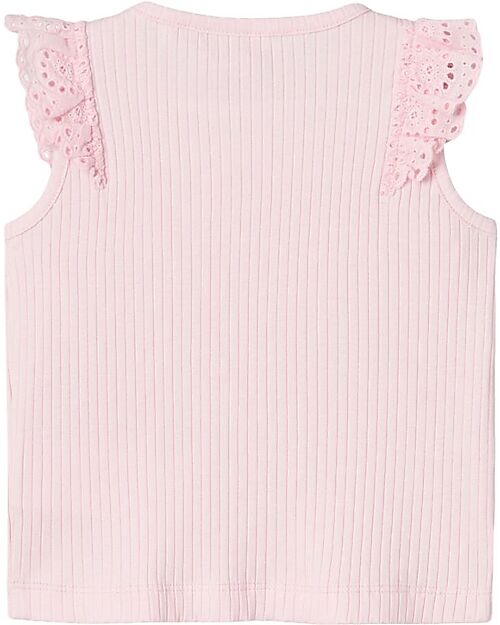 Name it Canotta con Volant - Parfait Pink - Cotone Bio Canotte