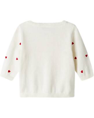 Name it Cardigan con Bottoni - Fragole - Bianco - Cotone Bio Cardigan