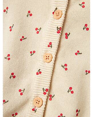 Name it Cardigan Lavorato a Maglia - Beige - Ciliegie - 100% Cotone Bio Cardigan
