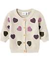 Name it Cardigan Lavorato a Maglia - Panna - Cuori - 100% Cotone Bio Cardigan
