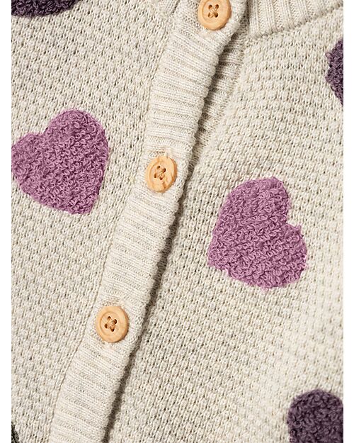 Name it Cardigan Lavorato a Maglia - Panna - Cuori - 100% Cotone Bio Cardigan