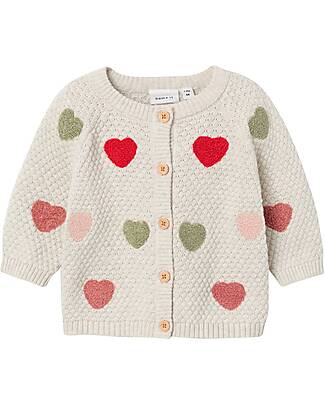 Name it Cardigan - Peyote Melange - Cuori - 100% Cotone Bio Cardigan