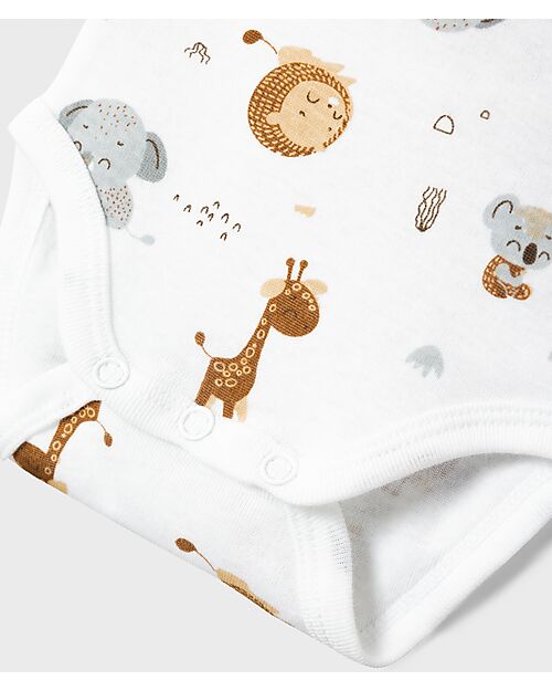 Name it Confezione da 2 Body a Maniche Corte - Bright White - Animal - Cotone Bio Body Manica Corta