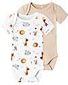Name it Confezione da 2 Body a Maniche Corte - Bright White - Animal - Cotone Bio Body Manica Corta