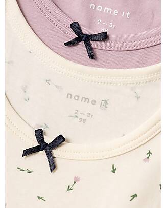 Name it Confezione da 2 Canotte - Rosa Cipria e Panna con Fantasia a Fiori - Cotone Canottiere