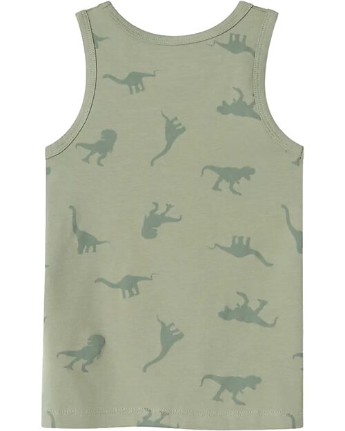 Name it Confezione da 2 Canotte - Verde - Dinosauri - Cotone Biologico Canottiere