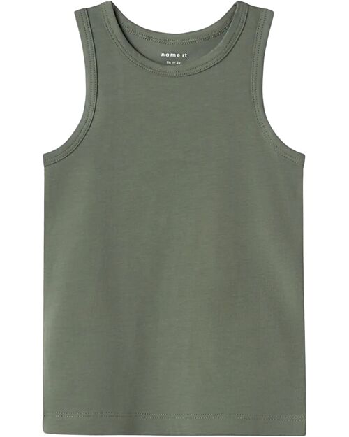 Name it Confezione da 2 Canotte - Verde - Dinosauri - Cotone Biologico Canottiere