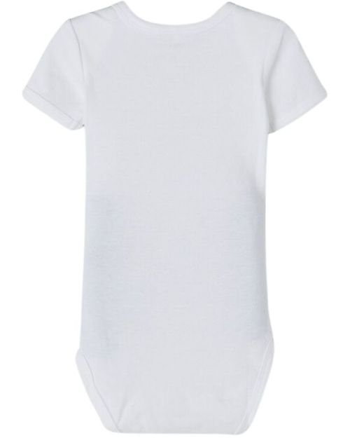 Name it Confezione da 3 Body Manica Corta - Bianco con Elefantino Singolo/Grigio/Bianco con Fantasia Elefantini - Cotone Biologico Body Manica Corta