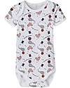 Name it Confezione da 3 Body Manica Corta - Bianco con Elefantino Singolo/Grigio/Bianco con Fantasia Elefantini - Cotone Biologico Body Manica Corta