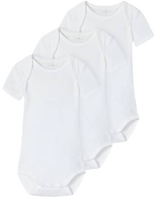 Name it Confezione da 3 Body Manica Corta - Bianco - Cotone Biologico Body Manica Corta