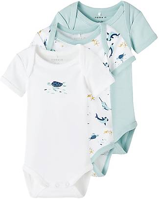Name it Confezione da 3 Body - Manica Corta - Blue Haze - Cotone Organico Body Manica Corta
