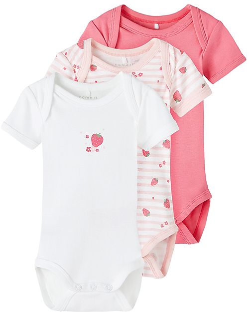 Name it Confezione da 3 Body - Manica Corta - Camellia Rose - Cotone Organico Body Manica Corta