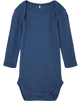 Name it Confezione da 3 Body Manica Lunga - Bianco con Locomotiva/Blu/Bianco con Mezzi - Cotone Organico Body Manica Lunga