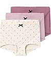 Name it Confezione da 3 Slip - Rosa Antico/Rosa Cipira/Panna con Fantasia a Fiori - Cotone Bio Slip