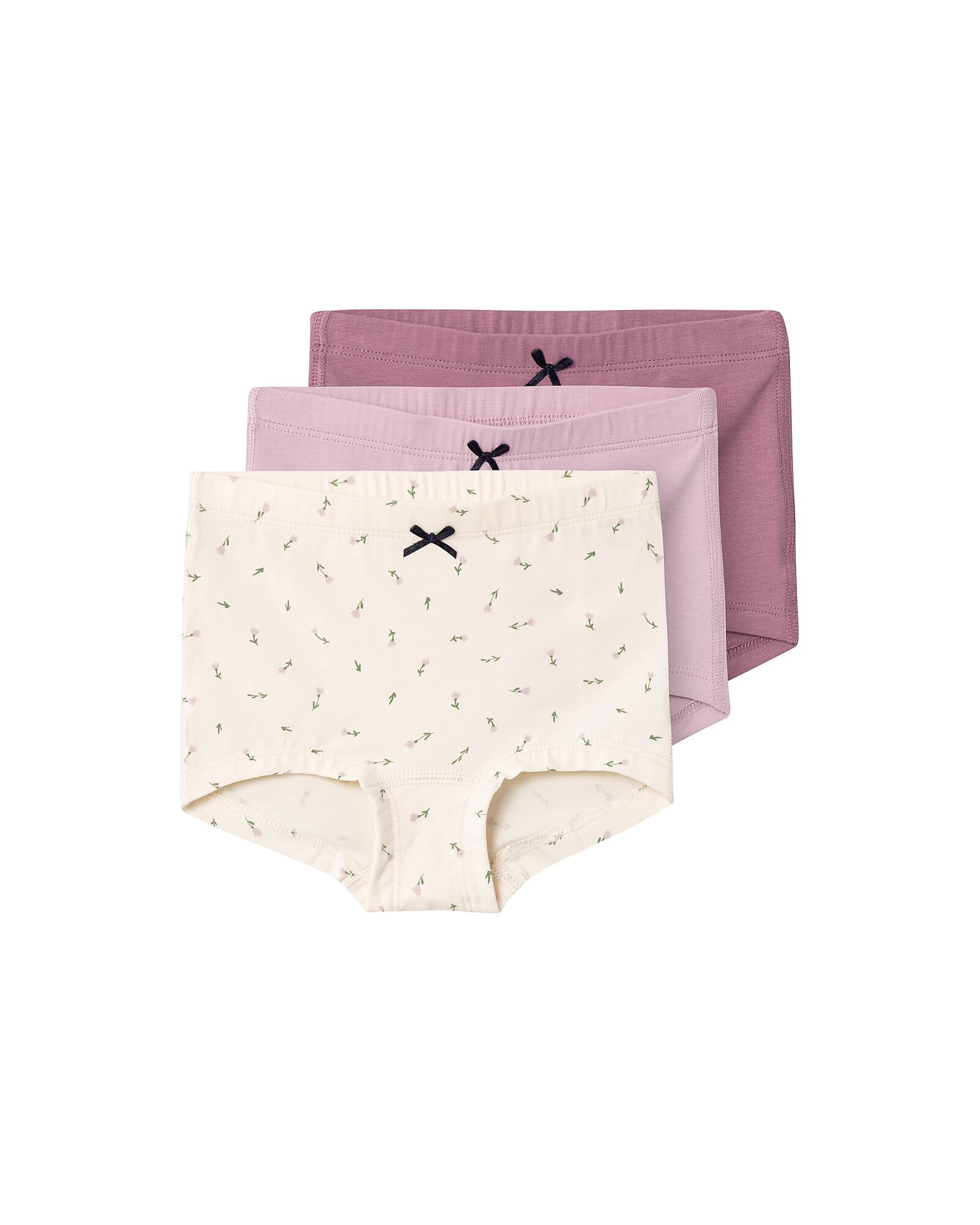 Name it Confezione da 3 Slip - Rosa Antico/Rosa Cipira/Panna con Fantasia a  Fiori - Cotone Bio unisex (bambini)