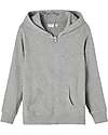 Name it Felpa a Maniche Lunghe con Cappuccio e Zip - Grigio Melange - Cotone Bio Felpe