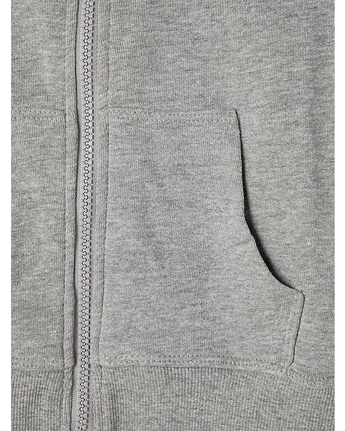 Name it Felpa a Maniche Lunghe con Cappuccio e Zip - Grigio Melange - Cotone Bio Felpe
