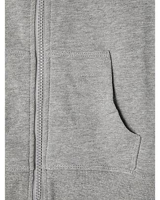 Name it Felpa a Maniche Lunghe con Cappuccio e Zip - Grigio Melange - Cotone Bio Felpe