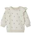 Name it Felpa a Maniche Lunghe con Spalle Arricciate - Beige Chiaro con Stampa Floreale - Cotone Biologico Felpe