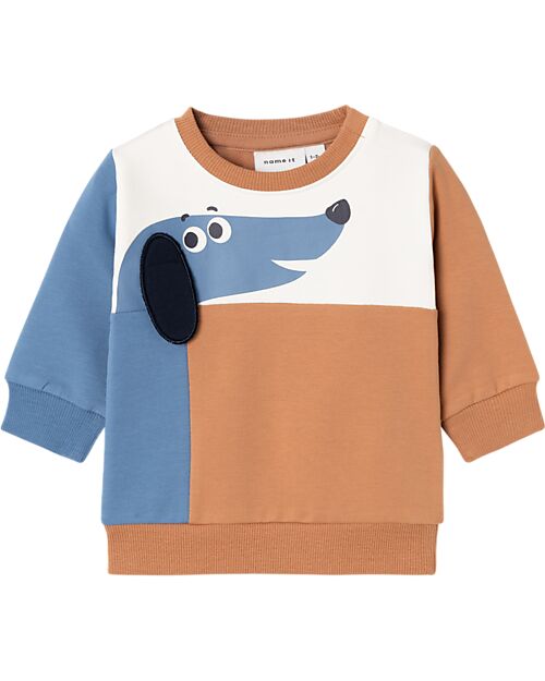 Name it Felpa con Stampa 3D - Almond - Dog - Cotone Bio Felpe