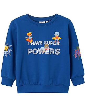 Name it Felpa - con Stampa Boom Bang - True Blue - 100% Cotone Felpe