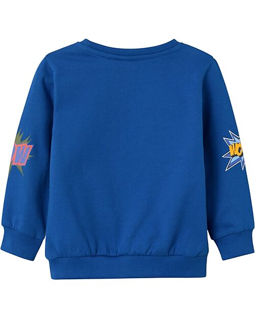 Name it Felpa - con Stampa Boom Bang - True Blue - 100% Cotone Felpe
