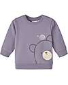 Name it Felpa con Stampa Ricamata - Lavender Gray - Cotone Bio Felpe
