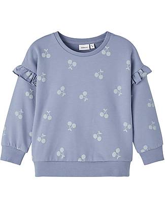 Name it Felpa con Volant - Ciliegie/Tempest - Polsini a Coste - Cotone Felpe