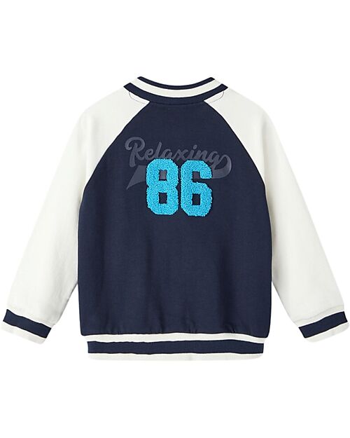 Name it Felpa Con Zip Baseball - Dark Sapphire - Cotone Bio Felpe