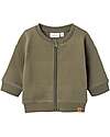 Name it Felpa con Zip Centrale - Dusty Olive - 100% Cotone Bio Felpe
