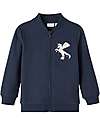 Name it Felpa con Zip - Dark Sapphire - Unicorno - Polsini a Coste - Cotone Felpe