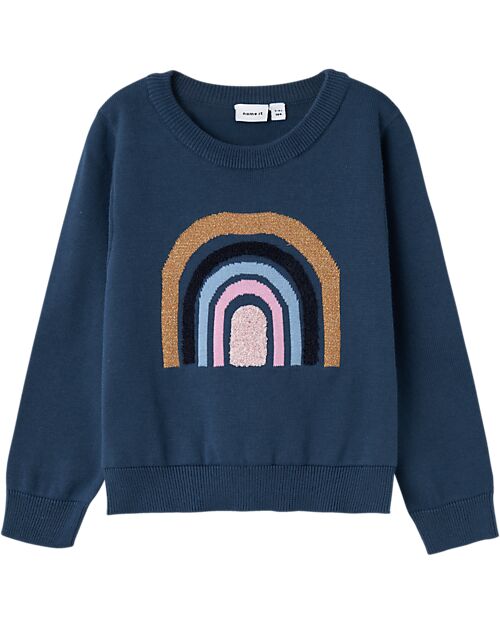 Name it Felpa - Dark Denim - Arcobaleno Ricamato - 100% Cotone Bio
 Felpe