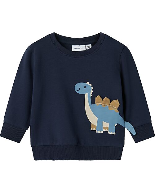 Name it Felpa Dinosauri - Blu - Cotone Bio Felpe