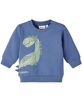 Name it Felpa Dinosauro - Blu Bijou - Cotone Organico Felpe