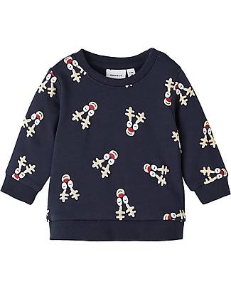 Name it Felpa Natalizia - Babbo Natale - Blu Scuro - Cotone Bio Felpe
