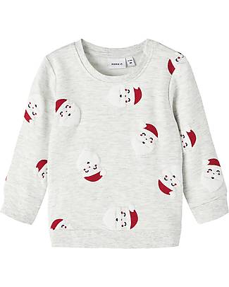 Name it Felpa Natalizia - Babbo Natale - Grigio Melange - Cotone Bio Felpe