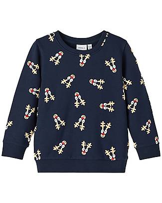 Name it Felpa - Renne - Blu Scuro - 100% Cotone Bio Felpe