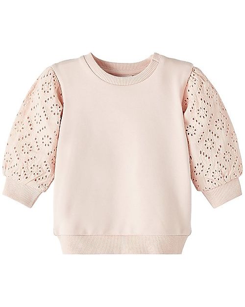 Name it Felpa Ricamata - Rose Smoke - Cotone Organico Felpe