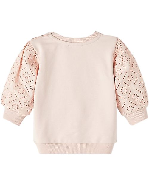 Name it Felpa Ricamata - Rose Smoke - Cotone Organico Felpe