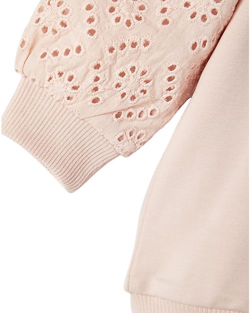 Name it Felpa Ricamata - Rose Smoke - Cotone Organico Felpe