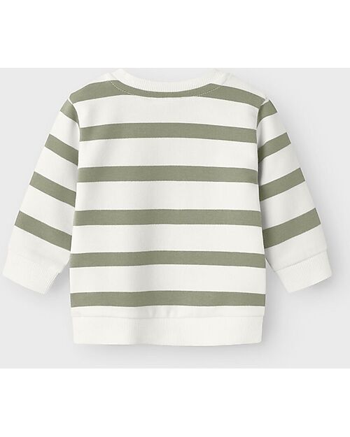 Name it Felpa - Righe - Verde Te e Bianco - Cotone Bio Felpe
