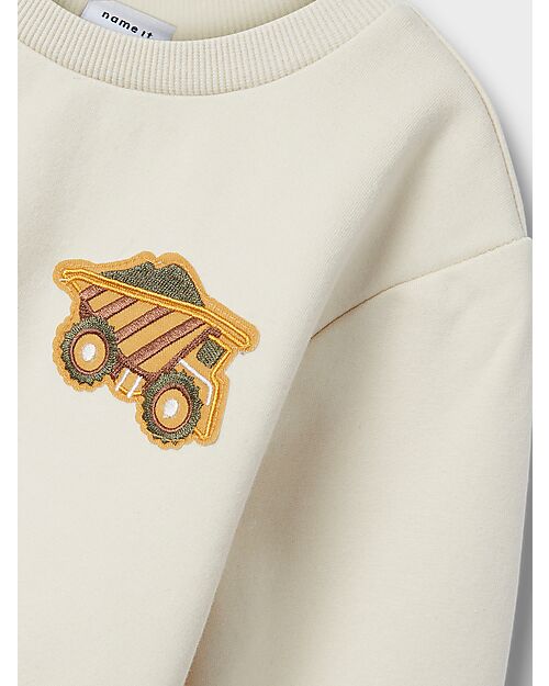 Name it Felpa - Sabbia - Veicoli - Cotone Bio Felpe